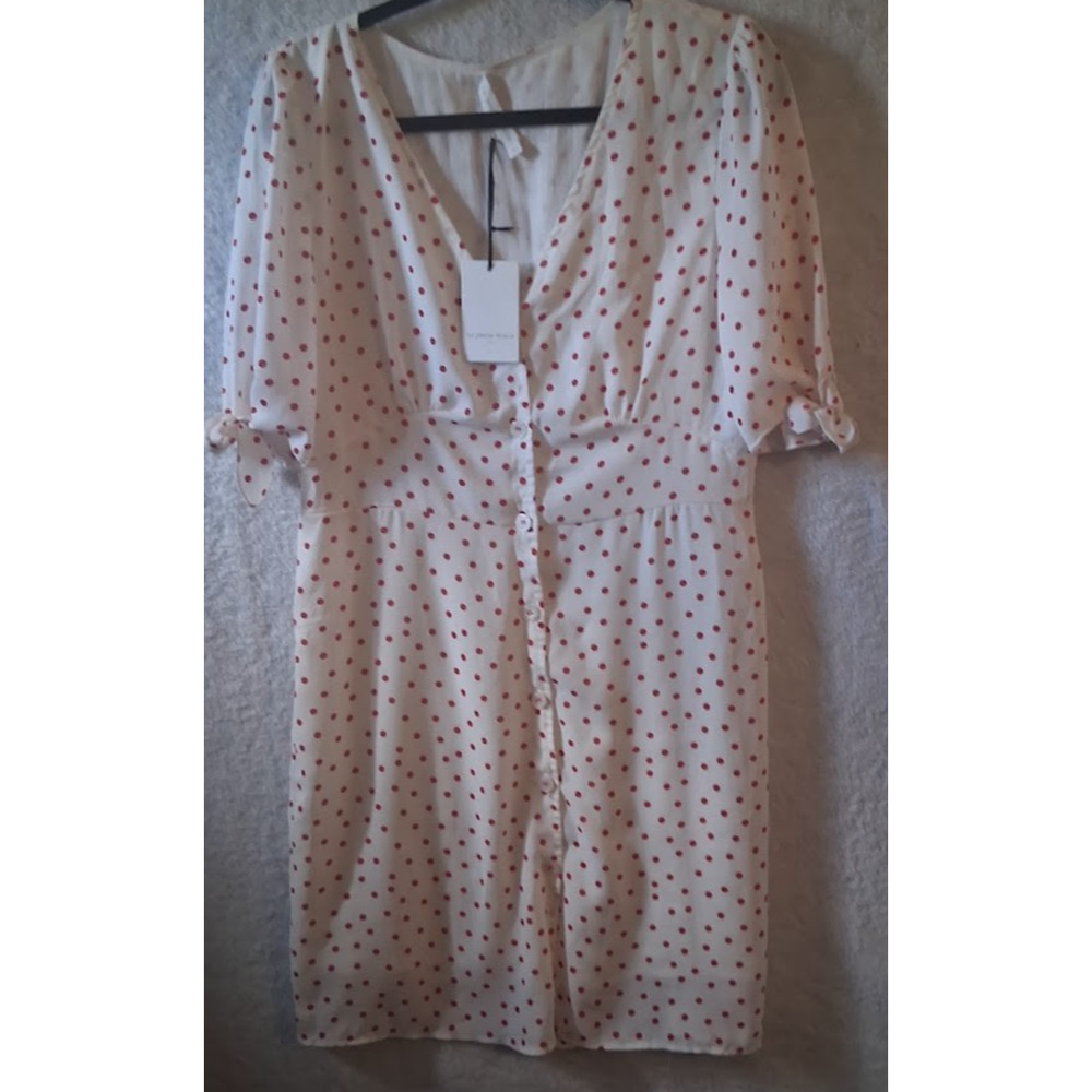 RockaLa Petite Étoile Paris Polka Dot Dress NWT (Red Cream V-Neck size 4 (XL)